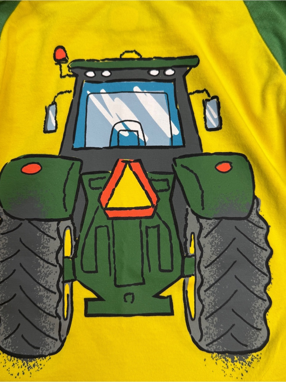 John Deere Boys Yellow Body Green Sleeve Tractor Tee Reverse Tractor on Back 2T - Picture 11 of 11